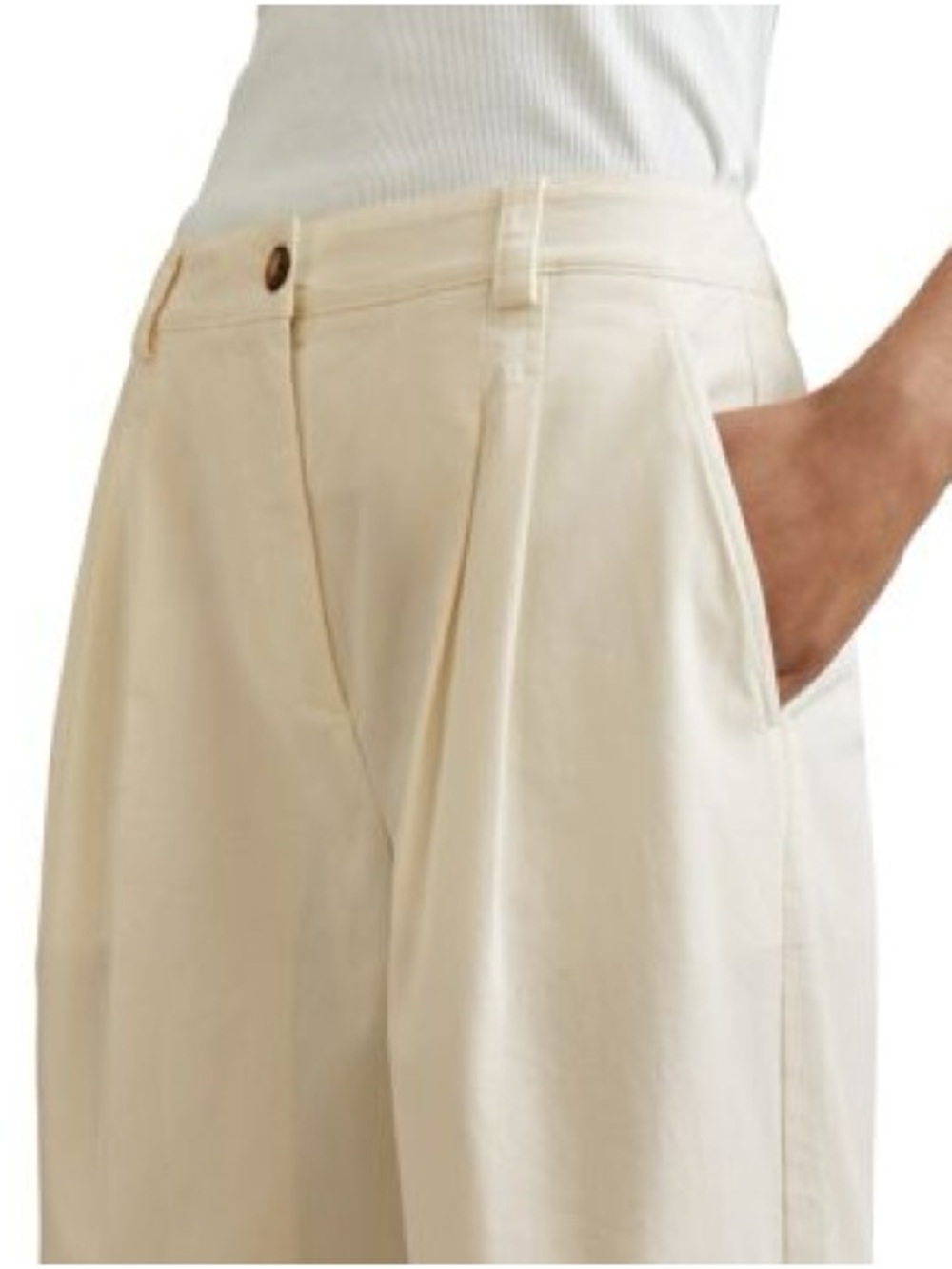 The REISS Astrid trouser wide leg pleat front pant size 6 cream - Picture 3 of 10